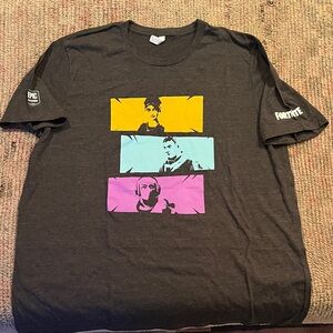 2XL Fortnite Graphic Tee - Black with Yellow, Blue, and Purple Accents